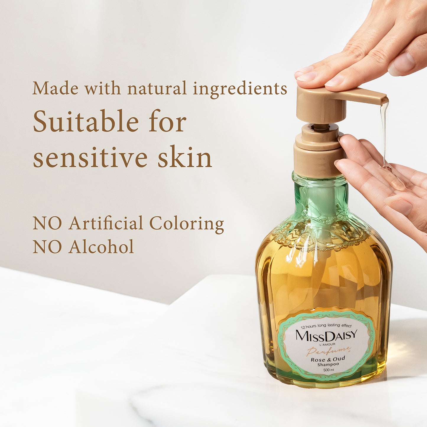 Rose & Oud Shampoo - Long-Lasting Fragrance & Hair Fall Protection - 500ml