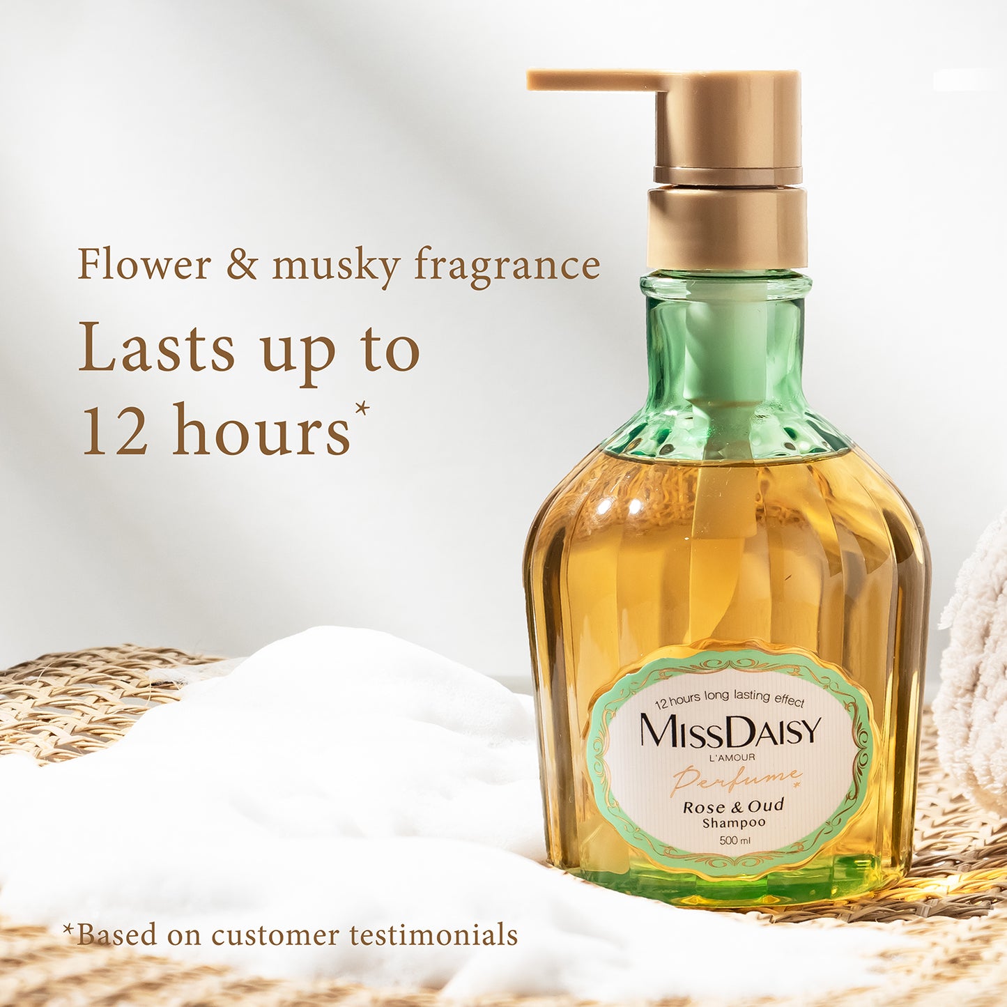 Rose & Oud Shampoo - Long-Lasting Fragrance & Hair Fall Protection - 500ml