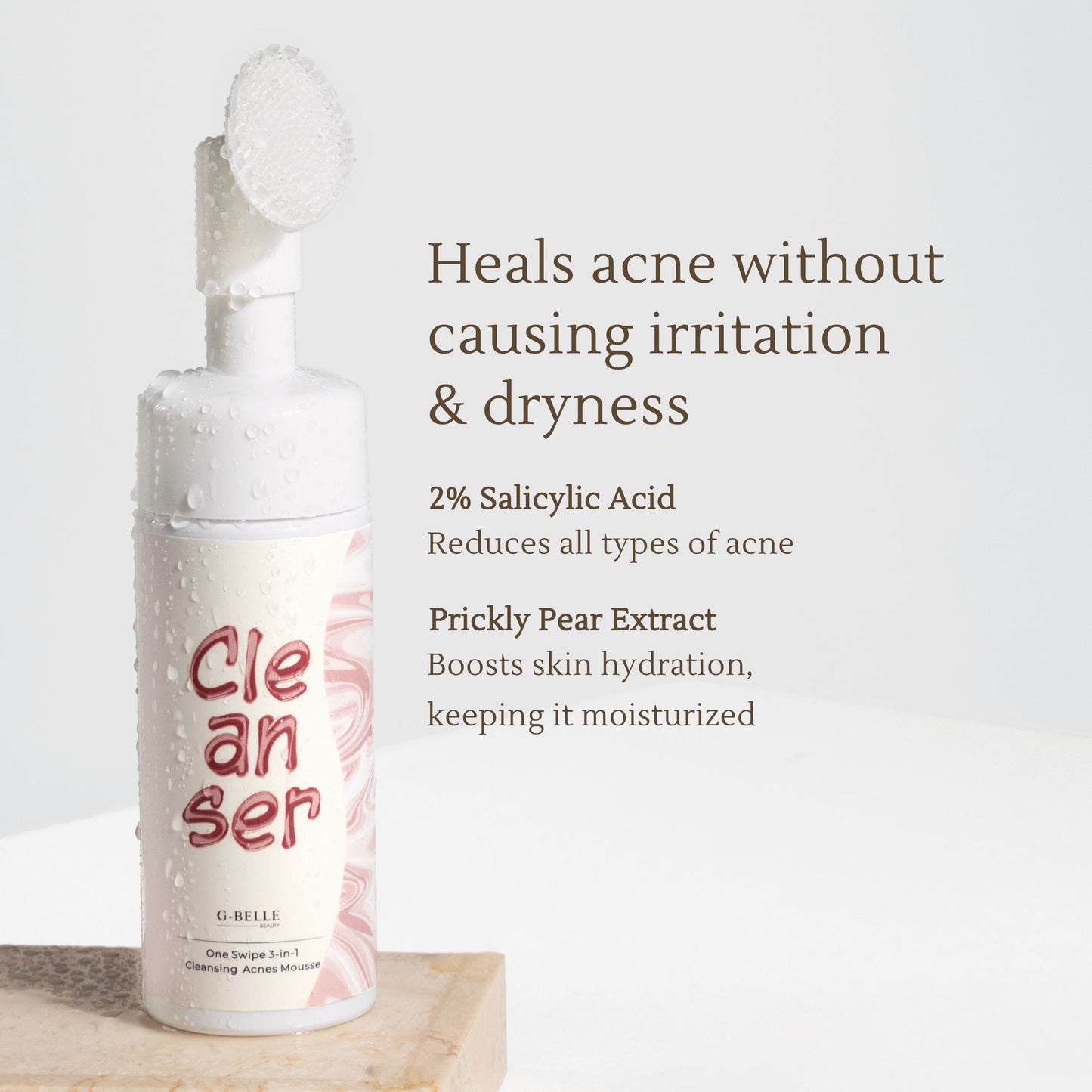 Cleansing Acne Mousse – 3-in-1 Facial Wash with Soft Silicon Brush – Deep Cleans, Exfoliates & Targets Acne – 150ml