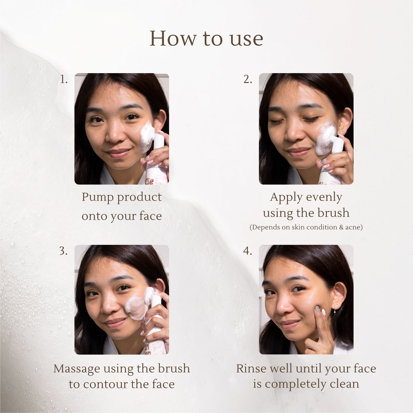 Cleansing Acne Mousse – 3-in-1 Facial Wash with Soft Silicon Brush – Deep Cleans, Exfoliates & Targets Acne – 150ml