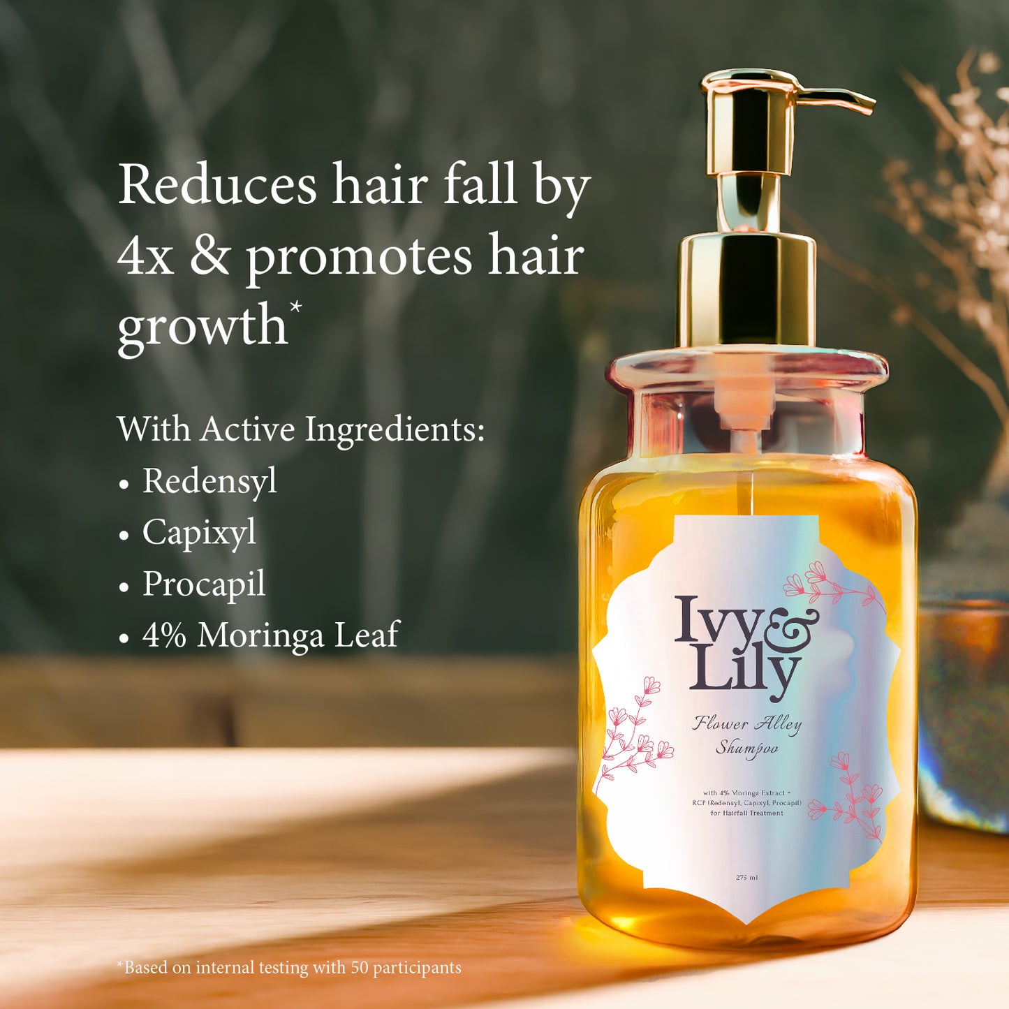 Flower Alley Hairfall Shampoo – Redensyl, Capixyl, Procapil, Moringa Extract & Ceramides – 275ml
