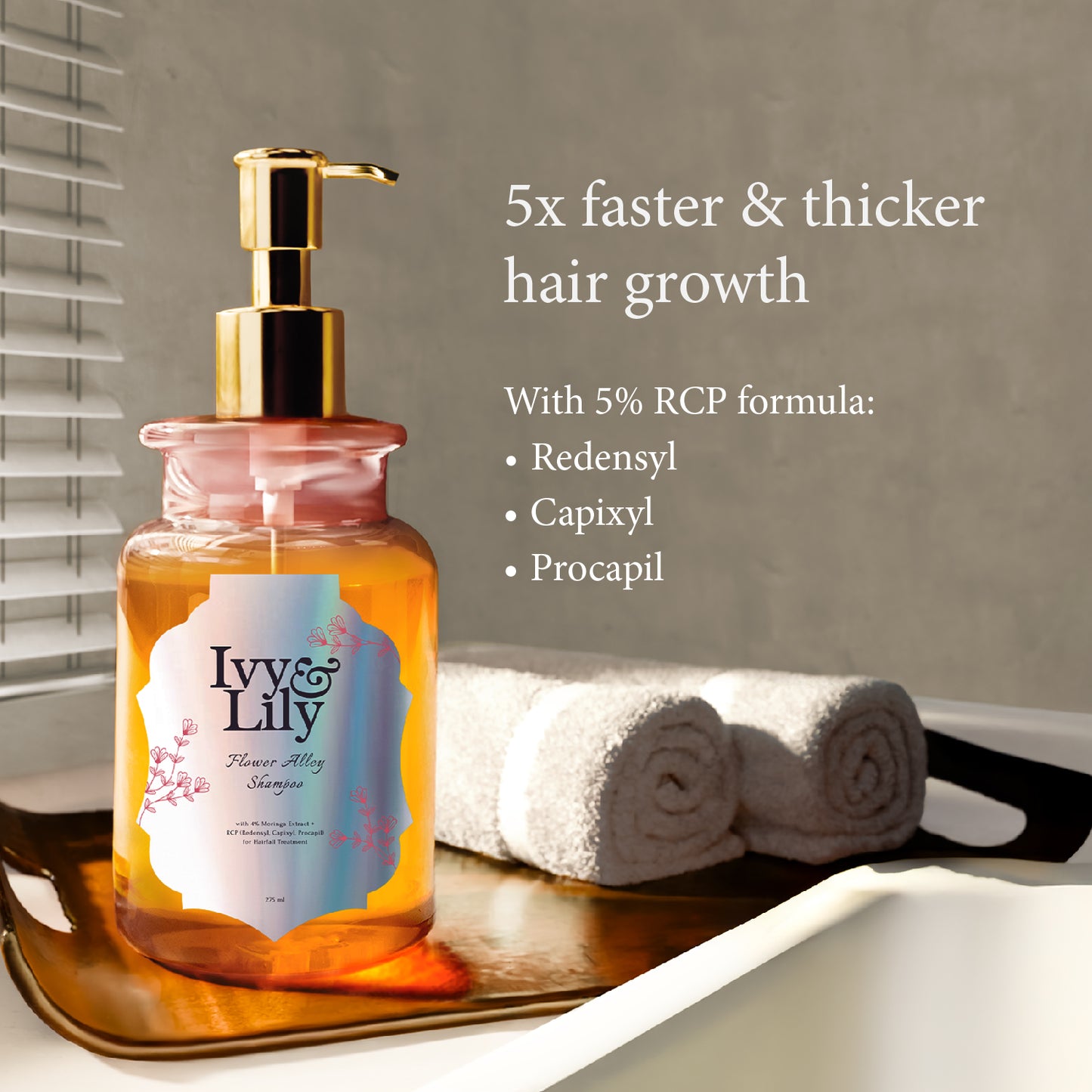 Flower Alley Hairfall Shampoo – Redensyl, Capixyl, Procapil, Moringa Extract & Ceramides – 275ml