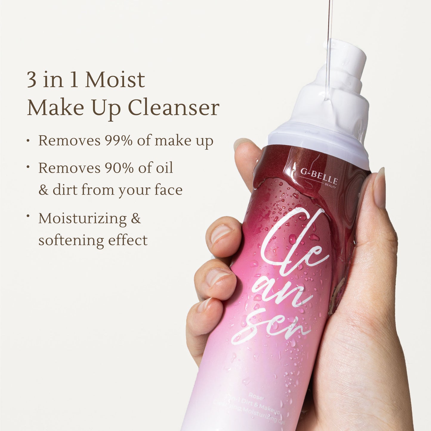 Rose Makeup Remover – 3-in-1 Cleansing Gel for Makeup Removal, Facial Wash & Moisturizing – Rich in Antioxidants & Strengthens Skin Barrier – 120ml