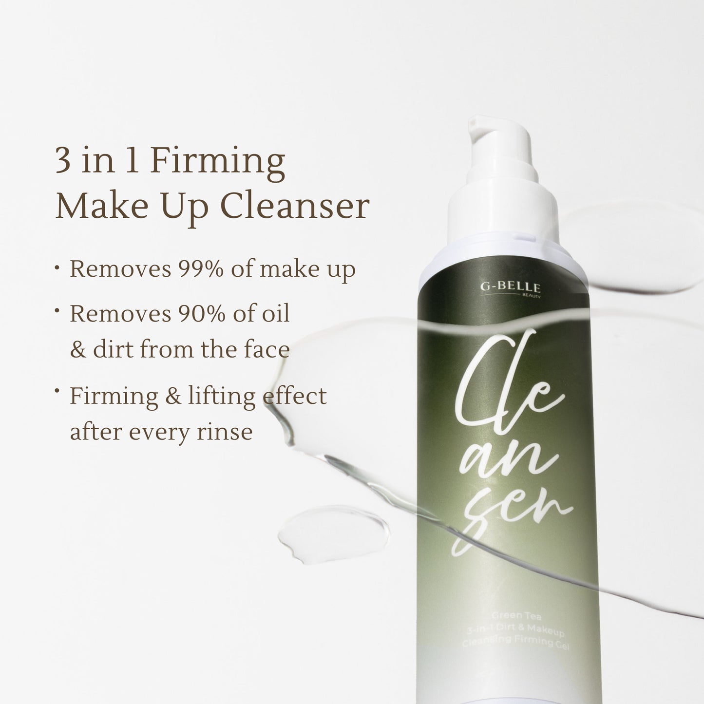 Green Tea Makeup Remover – 3-in-1 Facial Cleanser & Anti-Aging Gel – 120ml