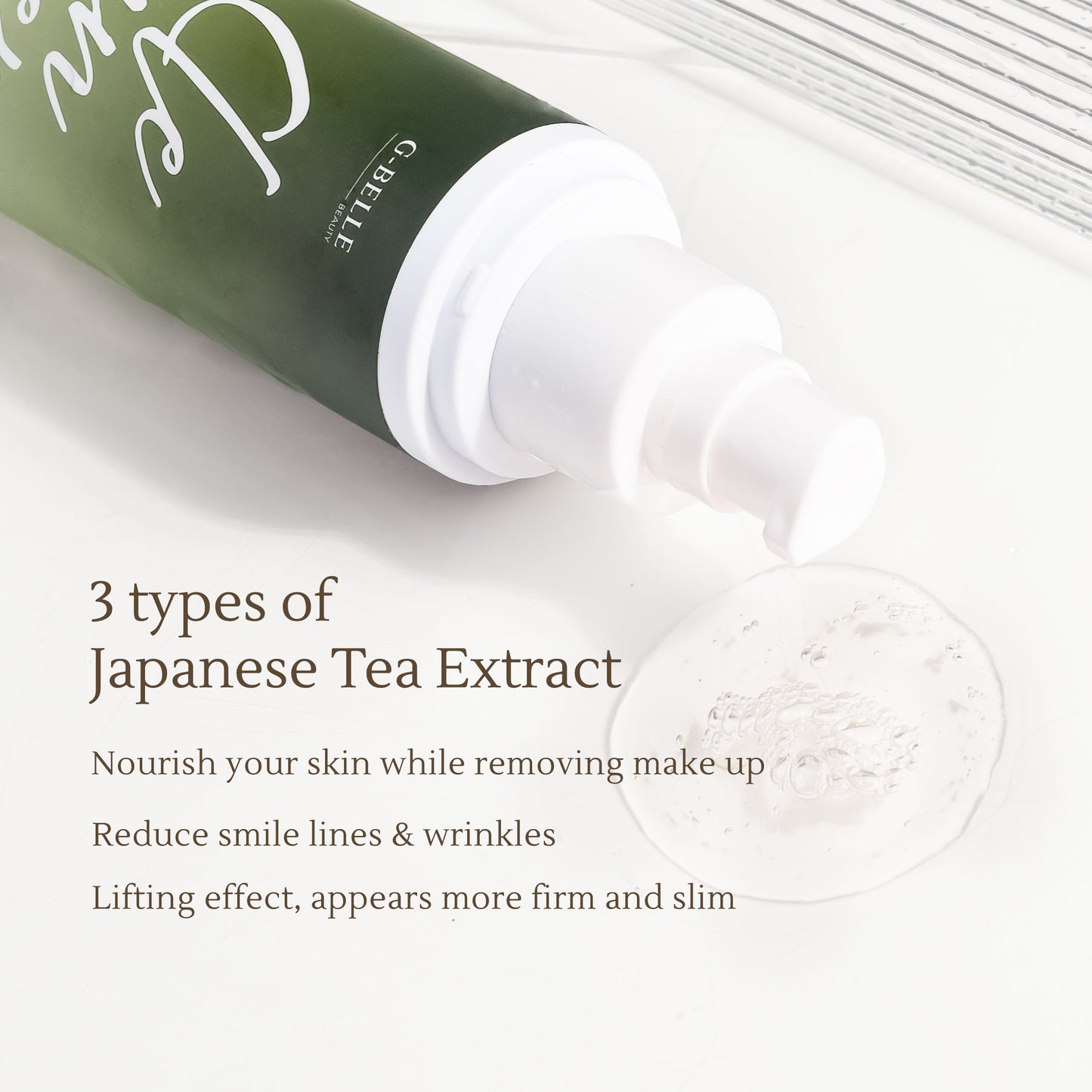 Green Tea Makeup Remover – 3-in-1 Facial Cleanser & Anti-Aging Gel – 120ml