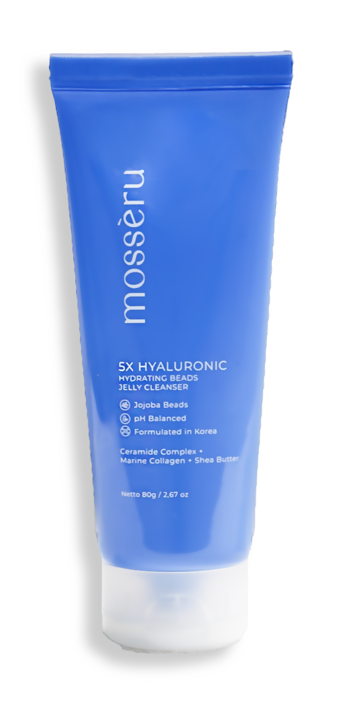 Facial Cleanser – Gentle pH-Balanced Cleanser with Jojoba Beads & 5x Hyaluronic Acid – Hydrates, Smooths & Strengthens Skin Barrier – 80ml