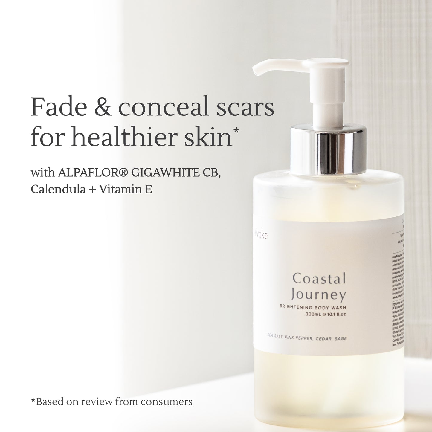 Coastal Journey Bodywash – Lemon, Sea Salt, Rose & Lavender Scent – Relieves Skin Irritation & Itchiness – 300ml