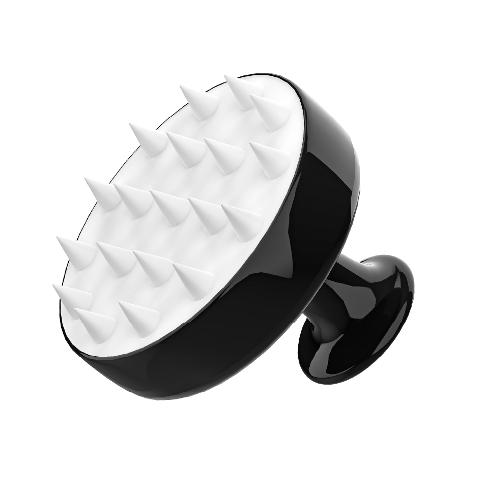 Black and white spiked device on a white background