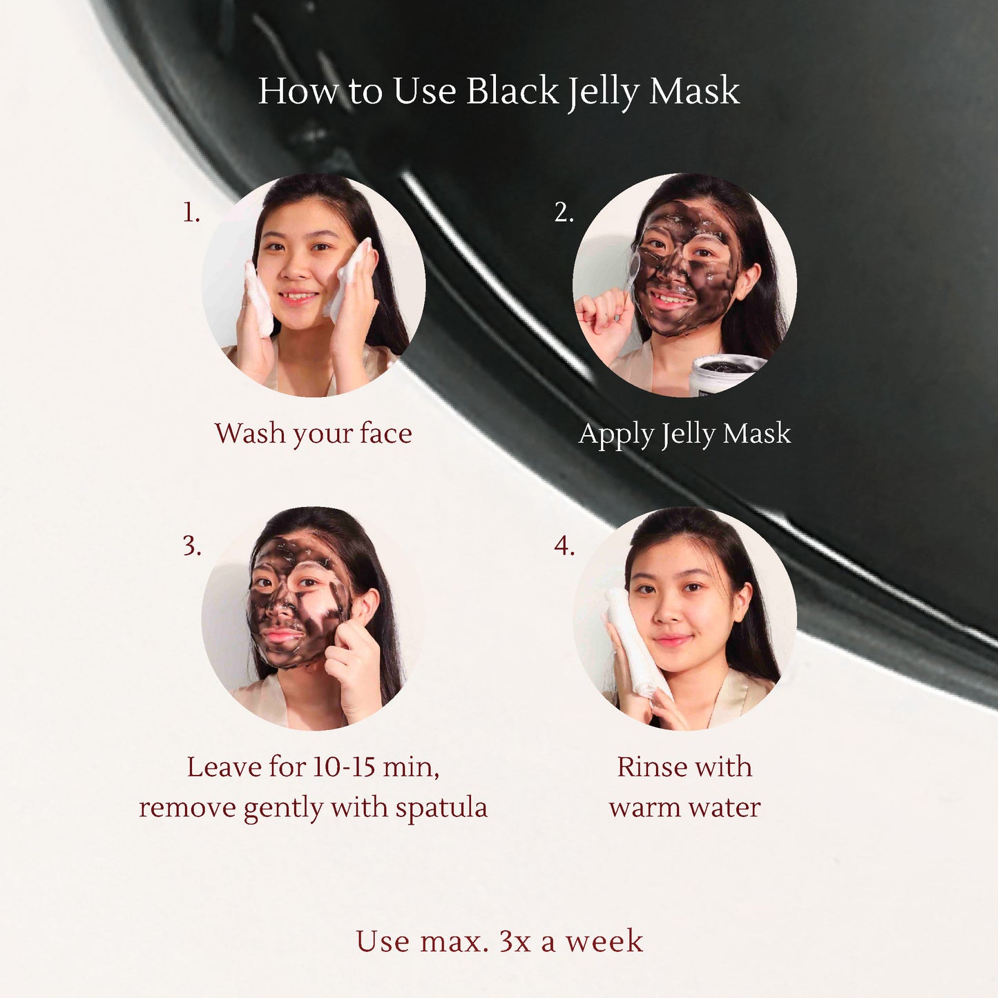 Black Jelly Mask – Exfoliating & Pore Minimizing Mask with Active Charcoal, Glycolic Acid & Aloe Vera – Reduces Acne Scars & Brightens Skin – 300ml