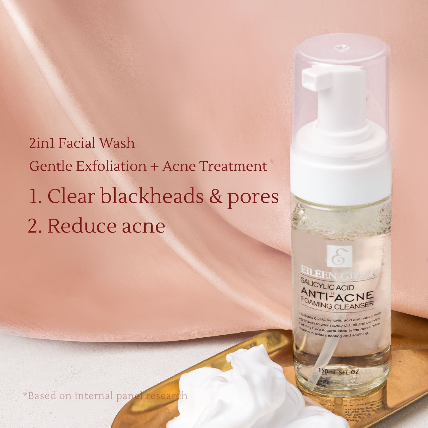 Acne Foam Cleanser – Salicylic Acid, Tea Tree Oil & Willow Bark Extract – Gently Exfoliates & Prevents Acne – 150ml