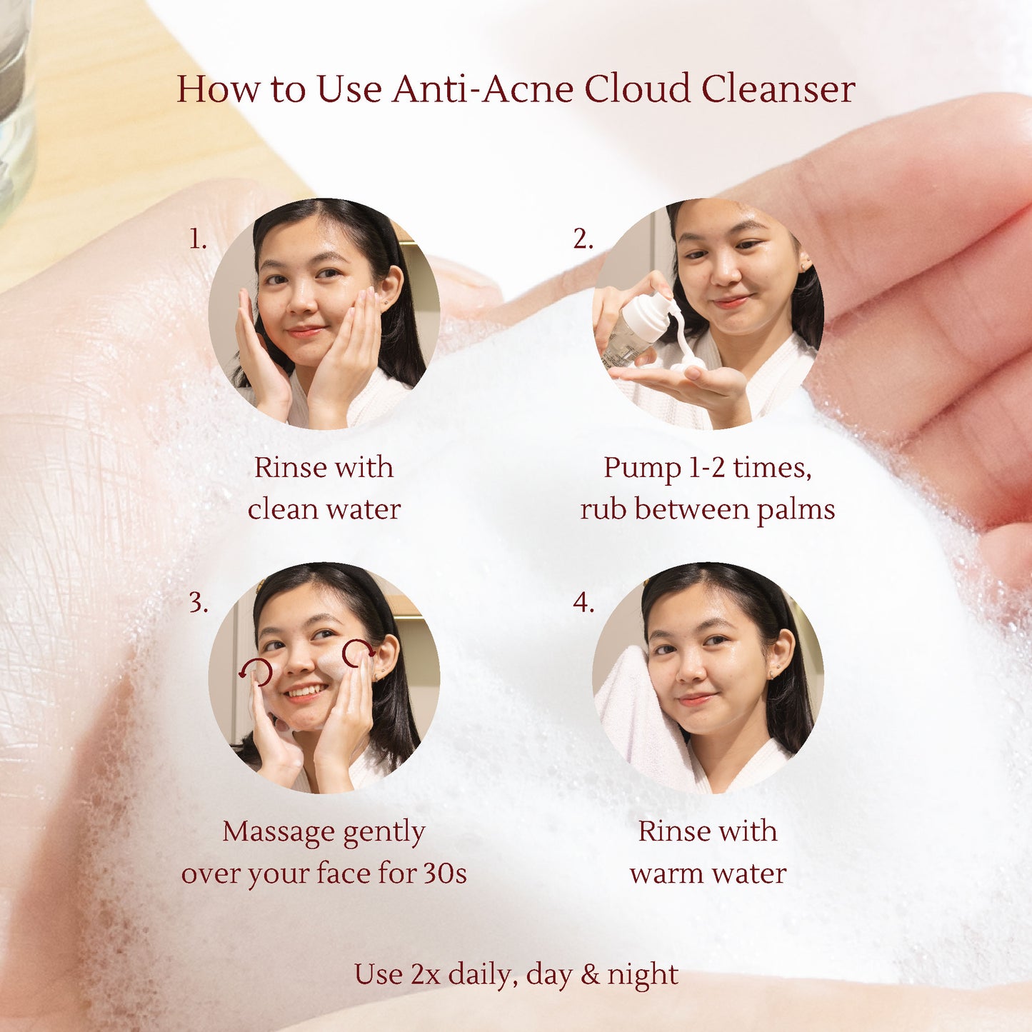 Acne Foam Cleanser – Salicylic Acid, Tea Tree Oil & Willow Bark Extract – Gently Exfoliates & Prevents Acne – 150ml