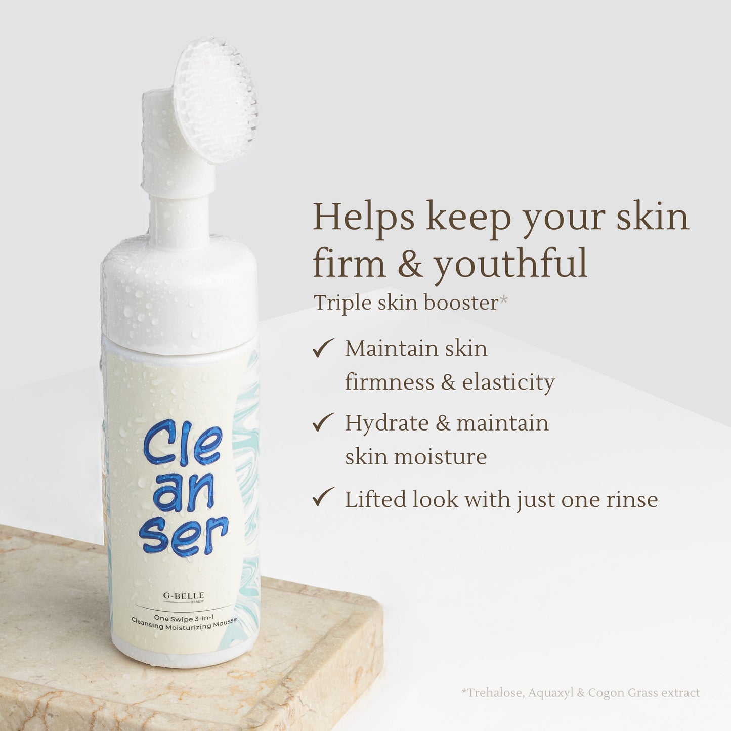 Cleansing Moisturizing Mousse – 3-in-1 Facial Wash & Moisturizer with Soft Silicon Brush – Locks Moisture for 3 Days – 150ml