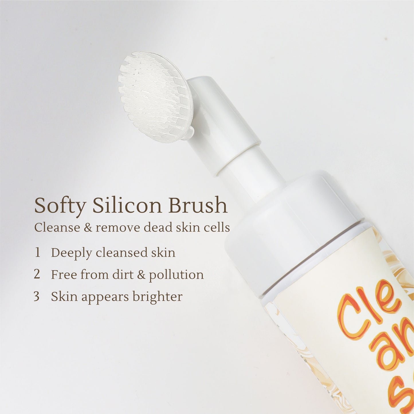 Cleansing Brightening Mousse – Dark Spot Removing Facial Wash with Softy Silicon Brush – 3-in-1 Brightening & Cleansing Effect – 150ml