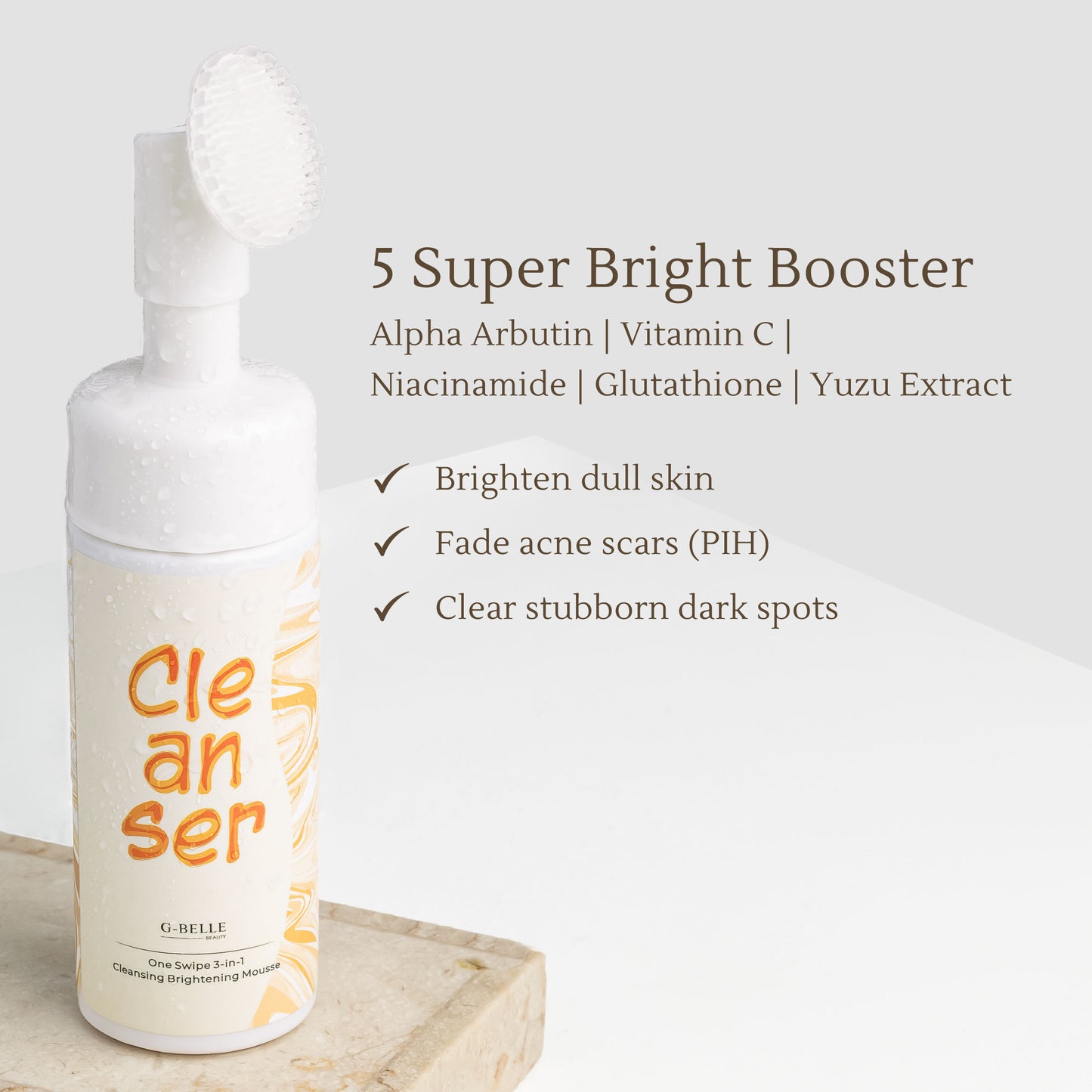 Cleansing Brightening Mousse – Dark Spot Removing Facial Wash with Softy Silicon Brush – 3-in-1 Brightening & Cleansing Effect – 150ml