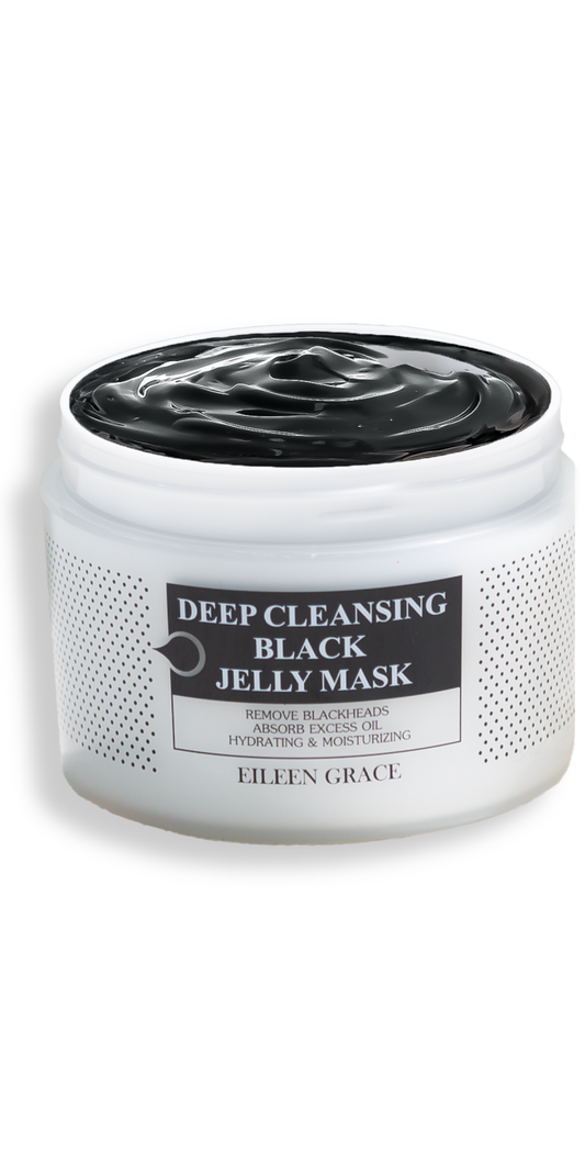 Black Jelly Mask – Exfoliating & Pore Minimizing Mask with Active Charcoal, Glycolic Acid & Aloe Vera – Reduces Acne Scars & Brightens Skin – 300ml